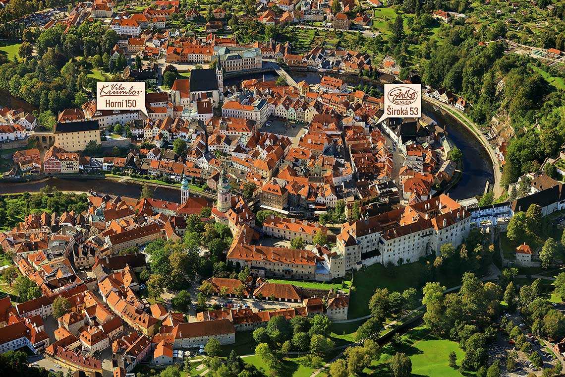 Krumlov Service - How to Find Us, aereal view